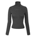 thumbnail image 1 of MixMatchy Women's Tight Fit Lightweight Solid/Stripe Long Sleeves Turtle Neck Top, 1 of 5