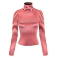 thumbnail image 1 of MixMatchy Women's Tight Fit Lightweight Solid/Stripe Long Sleeves Turtle Neck Top, 1 of 5