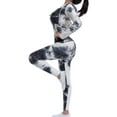 thumbnail image 1 of MixMatchy Women's Two Piece Tie Dye Gym Yoga Long Sleeve Jacket With Butt lifting Legging Active Set, 1 of 4