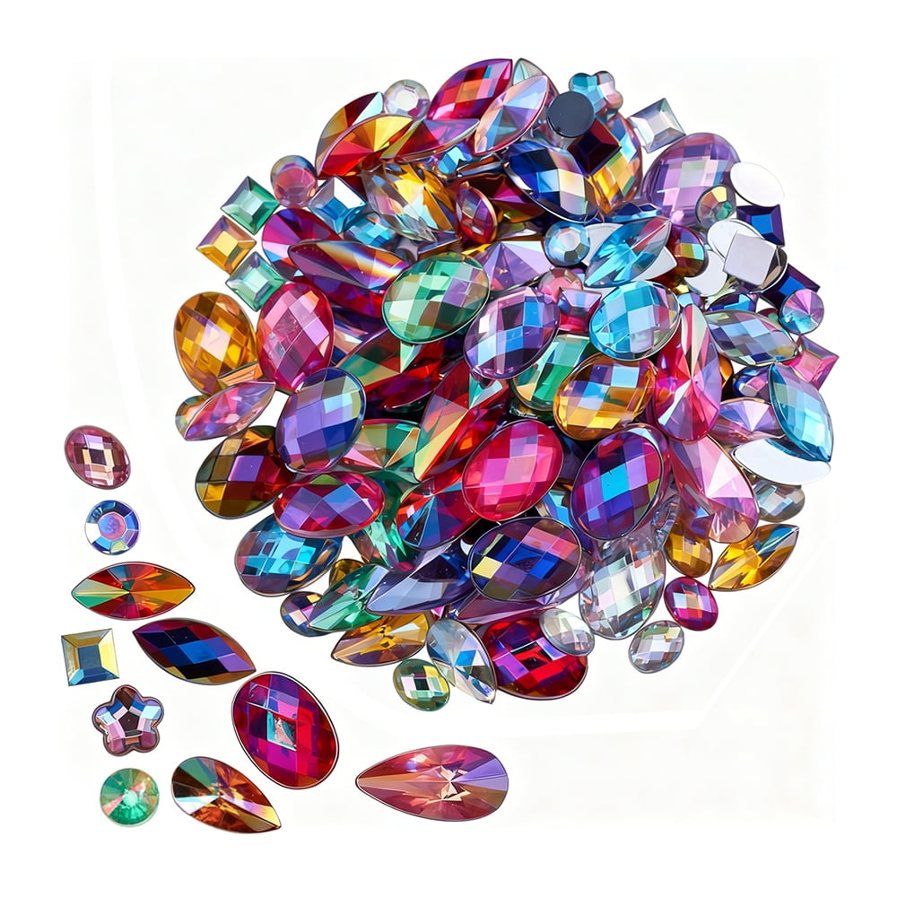 Mixed 300pcs AB Colour Gems Jewels Flatback Rhinestones, Assorted ...