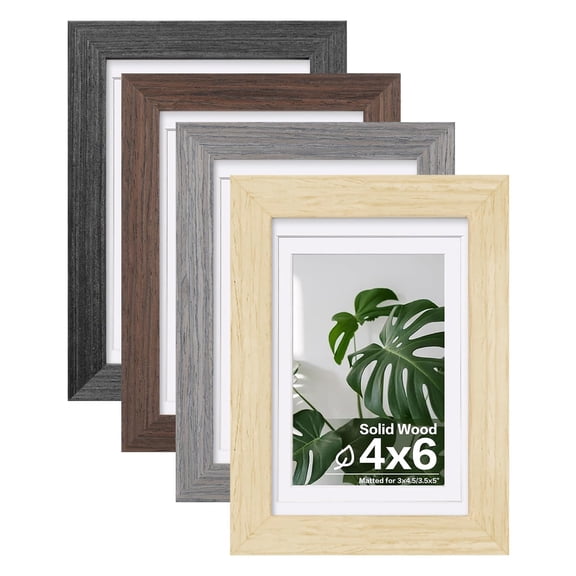 Mixed 4x6 Solid Wood Picture Frame Set, 4 Pack