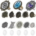 thumbnail image 1 of Mixed Adjustable Ring Blanks Cabochon Rings Making Kit Finger Ring Settings Clear Glass Cabochons Oval Round, 1 of 9