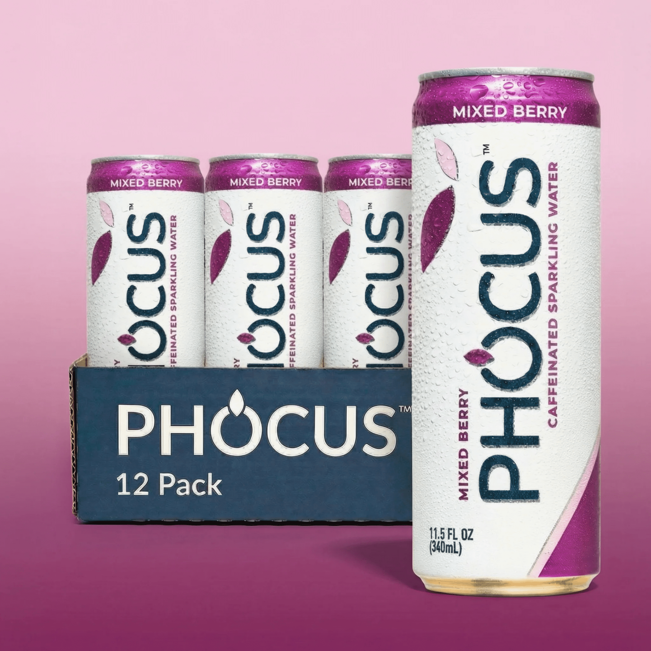 Phocus Caffeinated Sparkling Water Mixed Berry