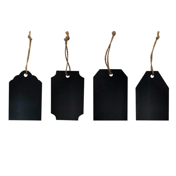Mixed Black Chalkboard Tags by Make Market â€“ Writable Gift Tags with Jute Strings - Ideal for Crafts - Parties - and Labeling - 12 Pack