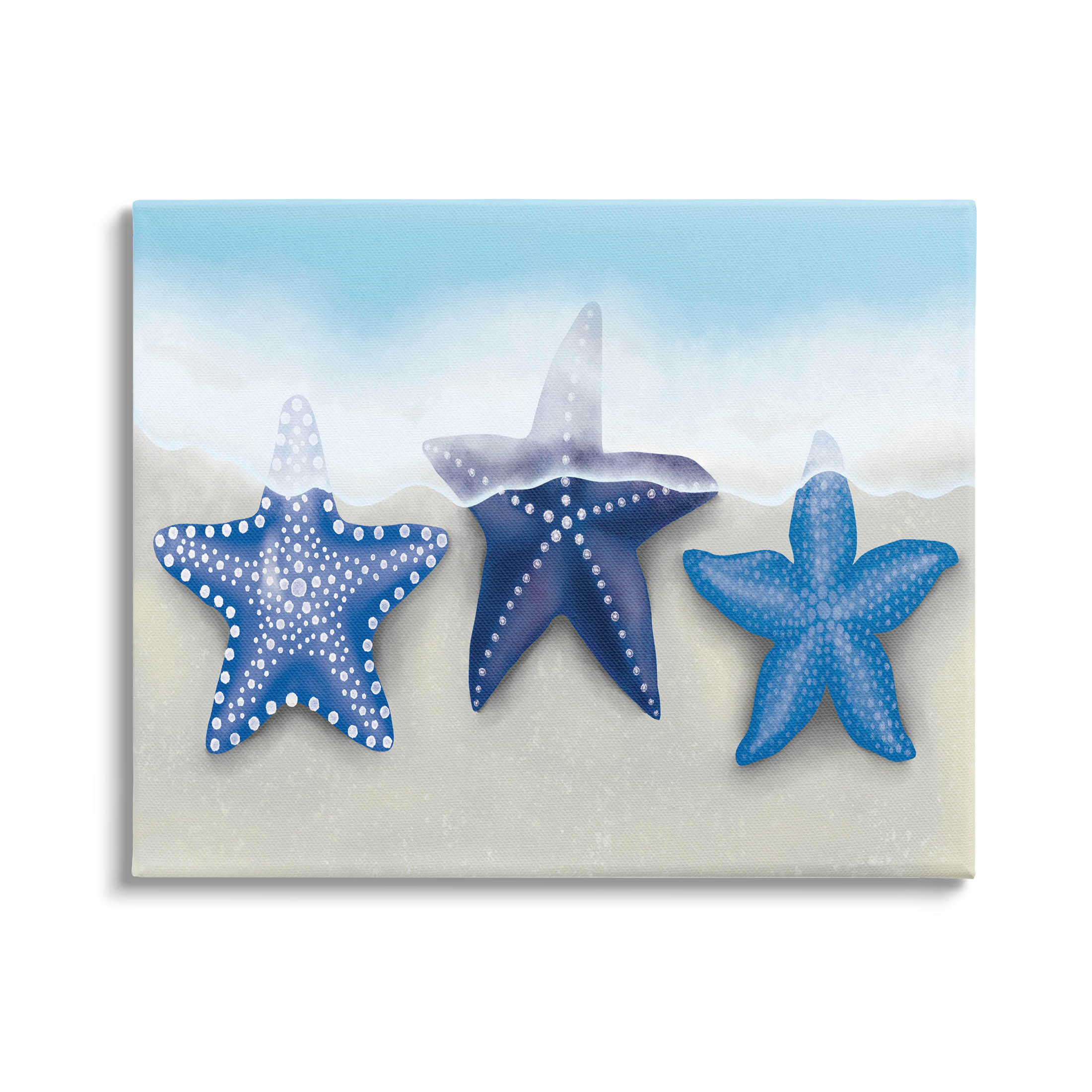 Mixed Blue Starfish Shoreline Animals & Insects Graphic Art Gallery Wrapped Canvas Print Wall Art