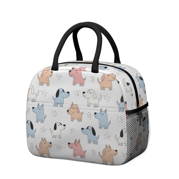 Mixed Breed Dog White Pattern Insulated Leakproof Lunch Box for Work, Lunch Bag for Women Men, Loncheras Para Mujer for Beach Travel Picnic Camping