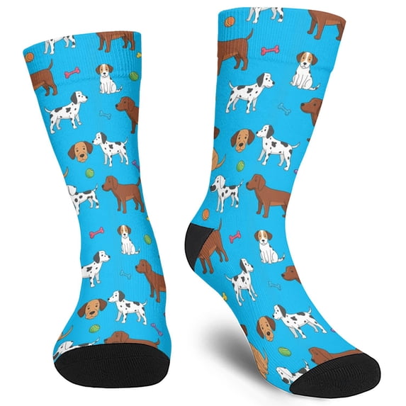 Cur Gift Mixed Breed Dog and Toy Men's Mid-calf Crew Socks, Work Dress Socks ...