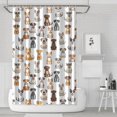 thumbnail image 1 of Mixed Breed Dogs White Pattern Modern Waterproof Shower Curtain Set with 12 Hooks, Washable Decorative Bathroom Shower Curtain, 1 of 6