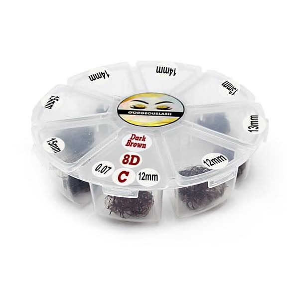 Mixed Brown Color Lashes 8D - 1000 Premade Volume Fans, 0.07mm Thickness. Eyelash Extensions. Handmade!