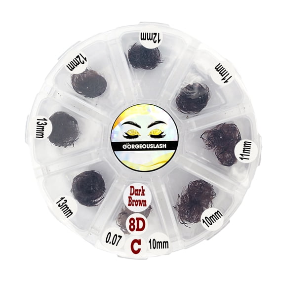 Mixed Brown Color Lashes 8D - 1000 Premade Volume Fans, 0.07mm Thickness. Eyelash Extensions. Handmade!