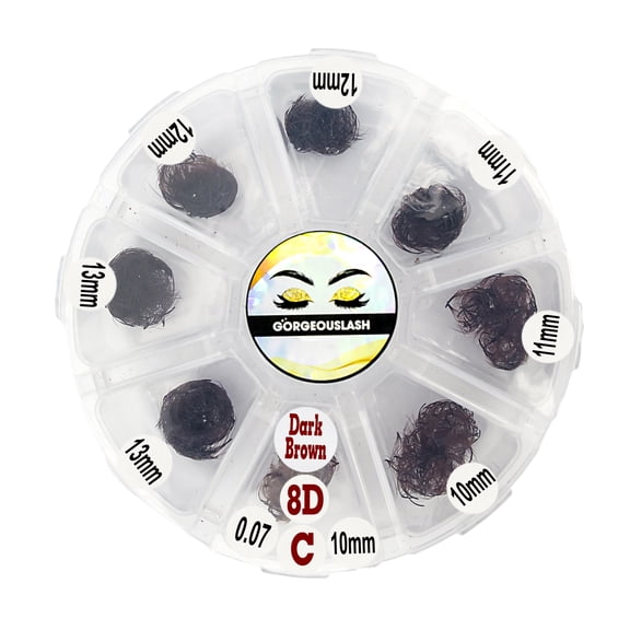 Mixed Brown Color Lashes 8D - 1000 Premade Volume Fans, 0.07mm Thickness. Eyelash Extensions. Handmade!