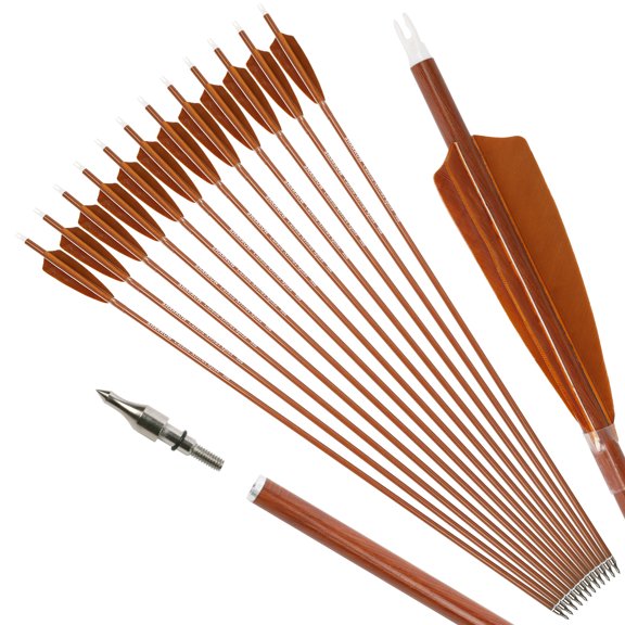 Mixed Carbon Archery Arrows 30 Inch, 4 Inch Shield Natural Feather Vanes for Target Shooting