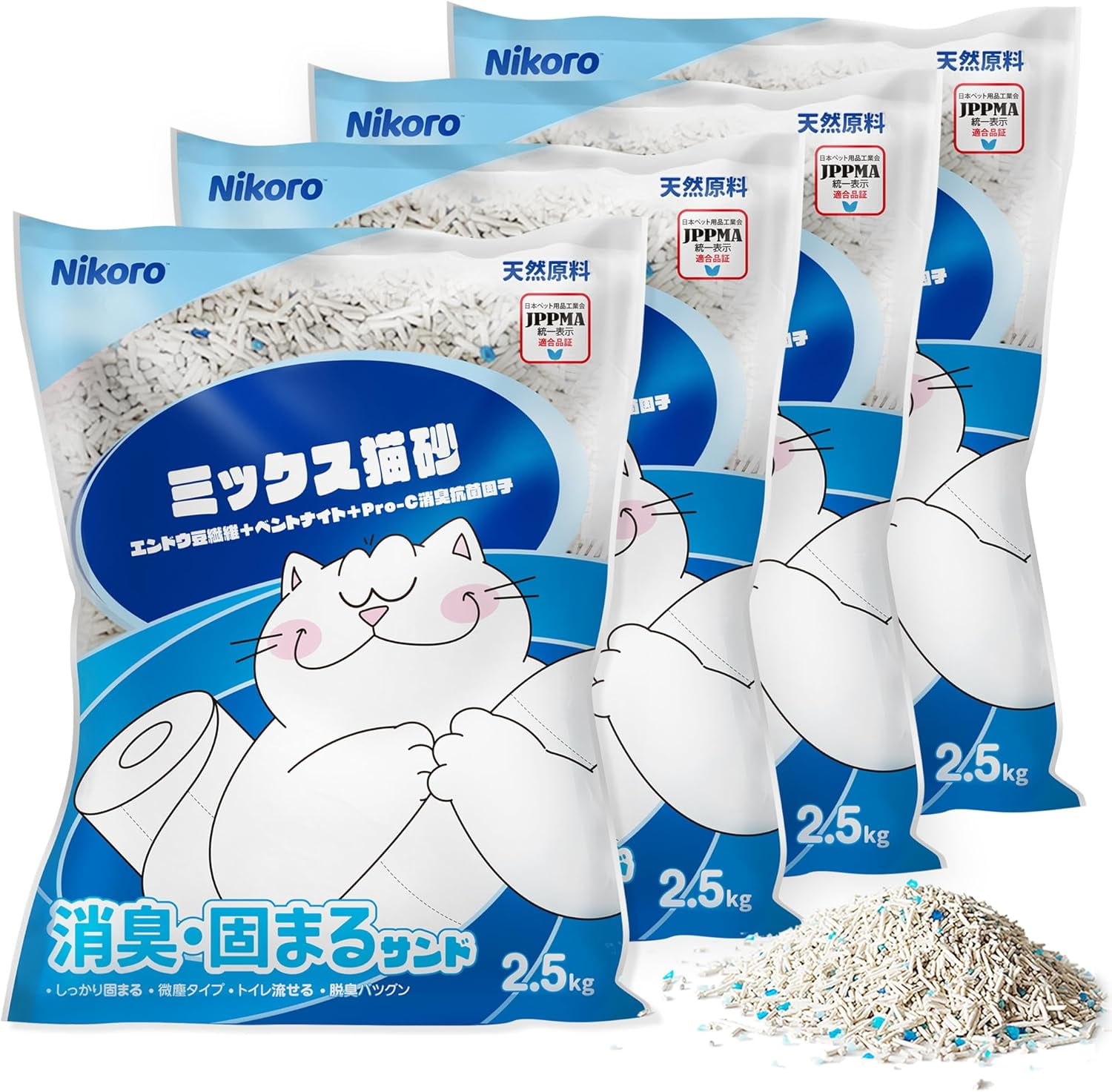 Mixed Cat Litter,Strong Clumping Cat Litters,Odor Control and Unscented Ultra Absorbent Water Flushable Bentonite Tofu Cat Litter,Dust Free Scent Free,22 lbs(5.5 lbs4Bags)