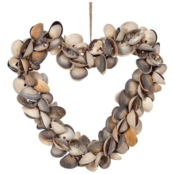Mixed Cay Cay Shells Heart Wreath Nautical Decor 6"
