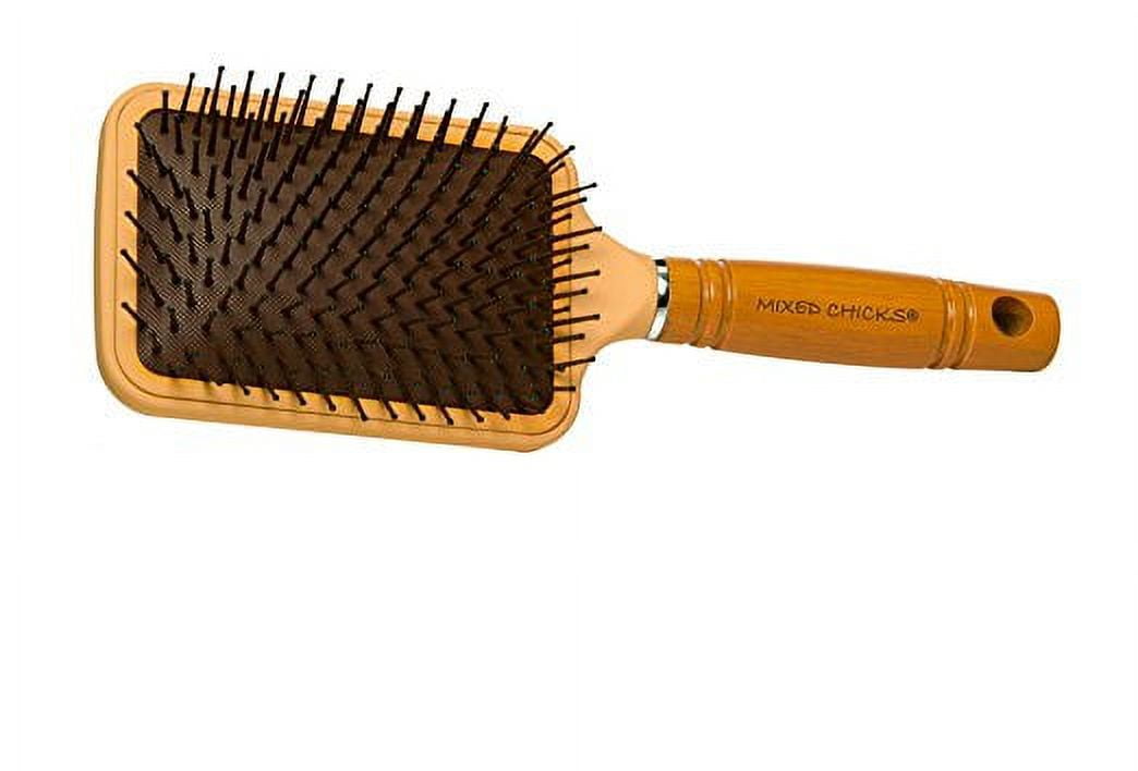Mixed Chicks Paddle Brush with Hardened Plastic and Wood Handle (Single
