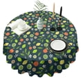 thumbnail image 1 of Mixed Citrus Fruit Leaves DarkGreen Pattern Round Tablecloth 60"x60",Wrinkle Wipeable Table Cloth for Kitchen Dining Room Picnic Patio Party, 1 of 6
