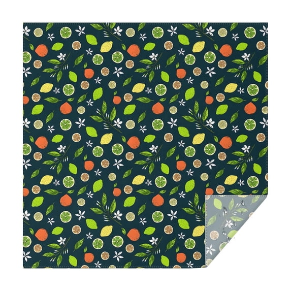 Mixed Citrus Fruit Leaves DarkGreen Pattern Square Tablecloth,Waterproof Square Table Cover,Wipeable Spillproof Washable Table Cover for Home Kitchen Party Decor 52"x52"(132x132cm)