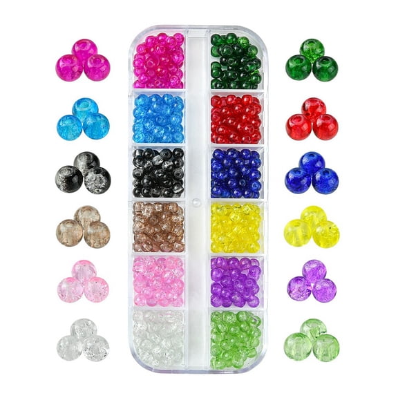 Mixed Color 1 Box 12 Colors Transparent Baking Painted Glass Beads Round Mixed Color 4mm Hole: 1.1~1.3mm about 35Pcs/color 420Pcs/box.DIY