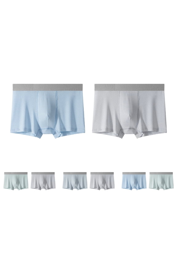 Mixed Color 2-Pack Check Print Men's Boxer Shorts, Lightweight Stretch Comfort Everyday Basic Underwear Green 3XL