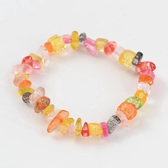 Mixed Color 24 pc Natural Mixed Stone Beaded Stretch Kids Bracelets 43mmDIY