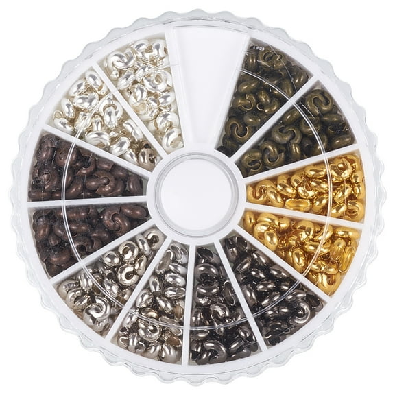 Mixed Color Crimp Beads Covers for Jewelry Making Nickel Free 3mm In Diameter 590pcs/box
