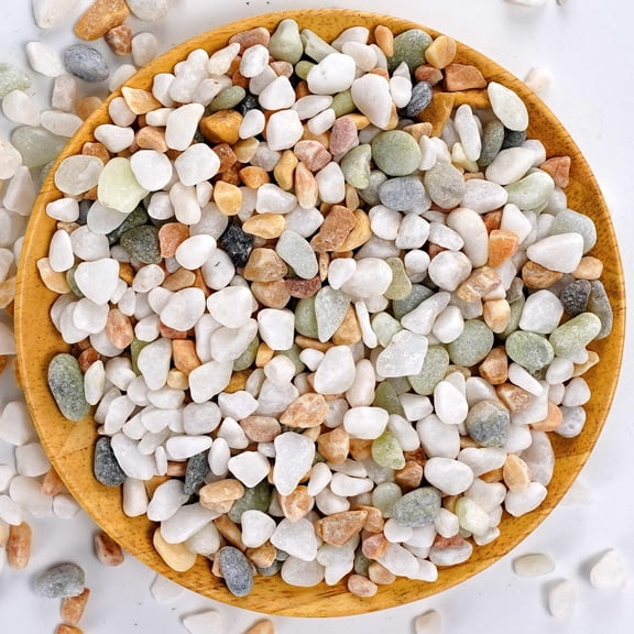 Mixed Color Decorative Rocks Stones Pebbles for Plants Garden Gravel White Rocks with Yellow, Green Pastel Accents Vase Filler Rocks Natural Stone Top Dressing for Potted Plants Succulents 2.2 lbs