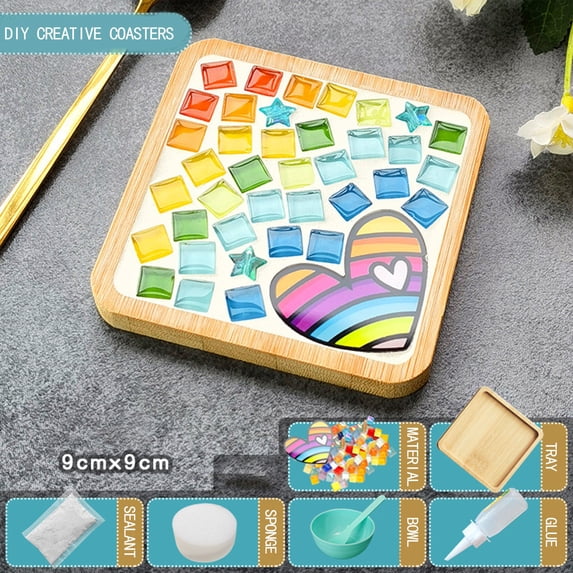 Mixed Color Glass Wooden Craft Making Kit for Adult Beginners, Complete DIY Handmade Craft Supply Set for Home Art Creation