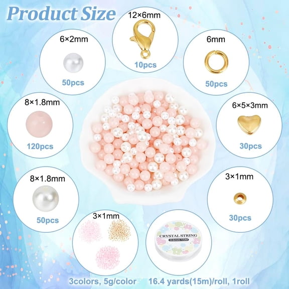 Mixed Color Glow in The Dark Jewelry Making Kit Icluding Acrylic Pearl Beads Luminous Glass Seed Beads Alloy Beads for Friendship Bracelet Necklace Jewelry Making