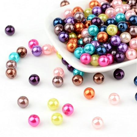 Mixed Color Imitation Pearl Acrylic Mardi Gras Round Beads 8mm Hole: 2mm