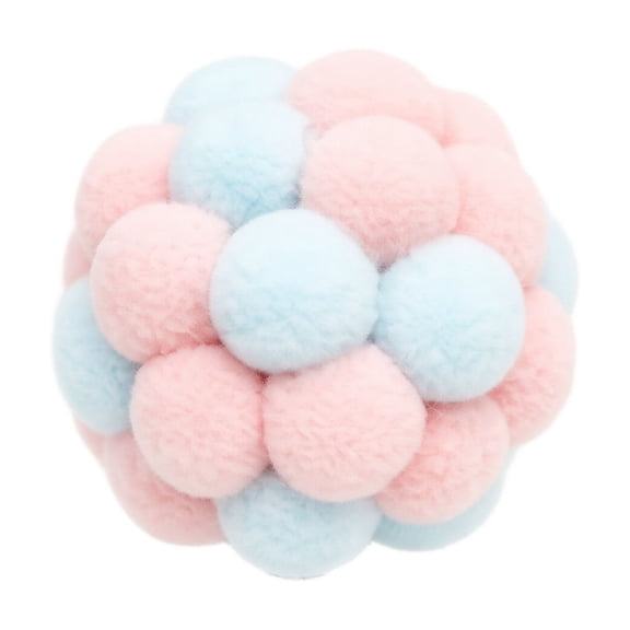 Mixed Color Macaron Plush Bell Ball, Soft Furry Squeaky Interactive Sphere, Self-Entertainment Plaything for Cat Indoor Solo Exercise Activity