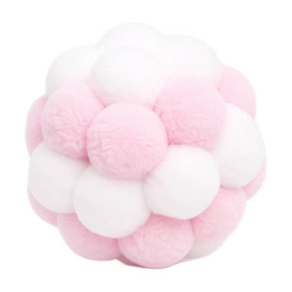 Mixed Color Macaron Plush Bell Ball, Soft Furry Squeaky Interactive Sphere, Self-Entertainment Plaything for Cat Indoor Solo Exercise Activity