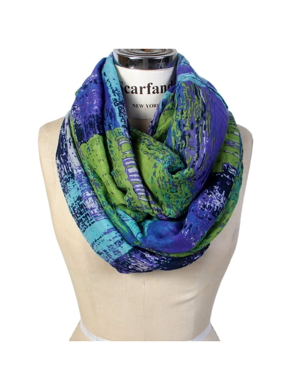 Mixed Color Oil Paint Infinity Scarf Head Wrap (Blue)