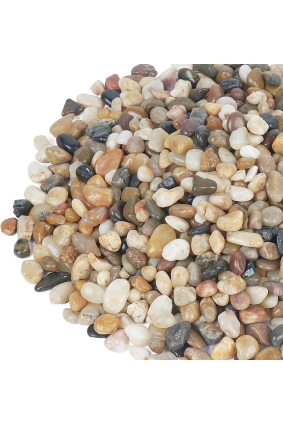 10 Pound Pebbles for Indoor Plants, 3/8 Inch Decorative Rocks for Vase, Highly Polished, Mixed Color