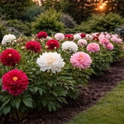 Mixed Colorful Peonies - 4 Roots - Red, Pink, White Peony Flowers-Attracts Butterflies, Bees & Hummingbirds - Sun and Shade Friendly-Spring Garden Perennial