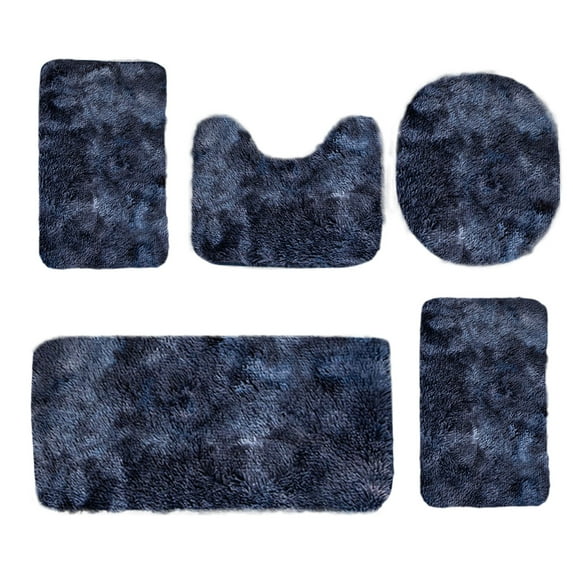 Mixed Colors 5-Piece Bathroom Rug Set Ultra Soft Water-Absorbent Non-Slip Machine Washable Thick Comfort Modern Home Decor