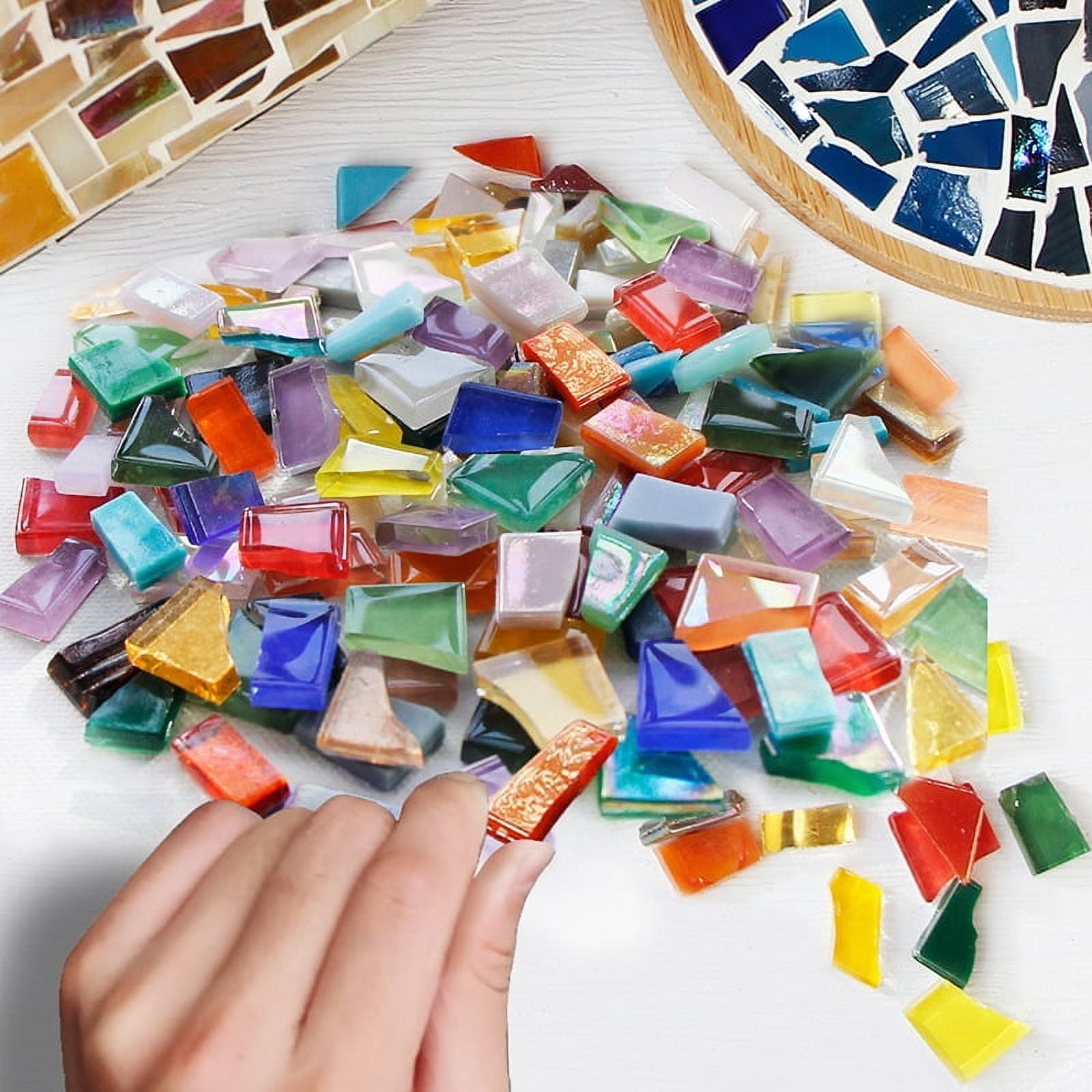 Mixed Colors Irregular Glass Mosaic Tiles for Crafts - Pre-Cut Assorted Colors & Shapes Mosaic Glass Pieces - Dark color series