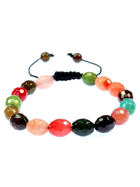 Mixed Colors of Oval Quartz Gemstone Macrame Style Bracelet Good for Healing and Energy 91012