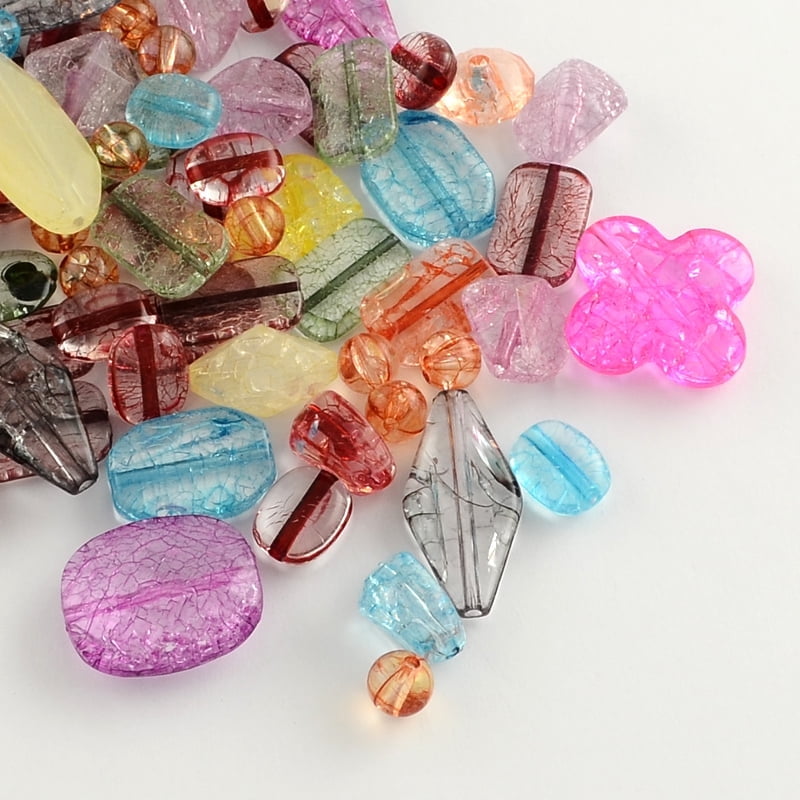 Mixed Style Transparent Acrylic Beads Mixed Color 8~31x8~28x3~8mm Hole: 1~2mm