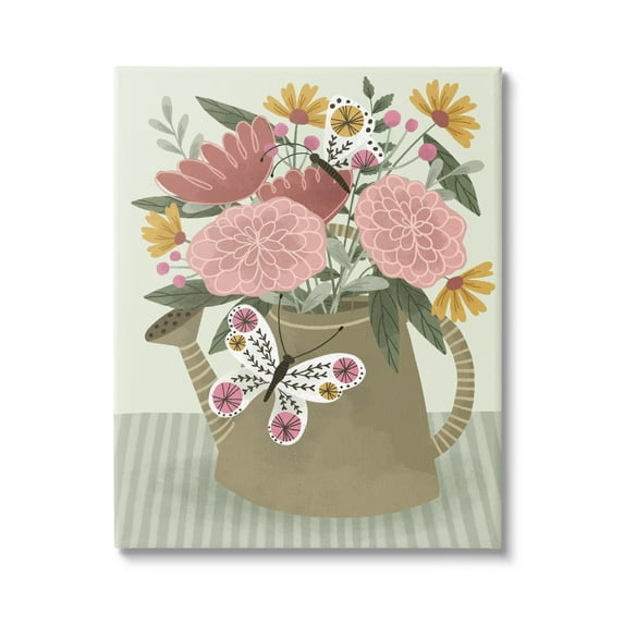 Mixed Dahlia Gardening Bouquet Botanical & Floral Graphic Art Gallery Wrapped Canvas Print Wall Art