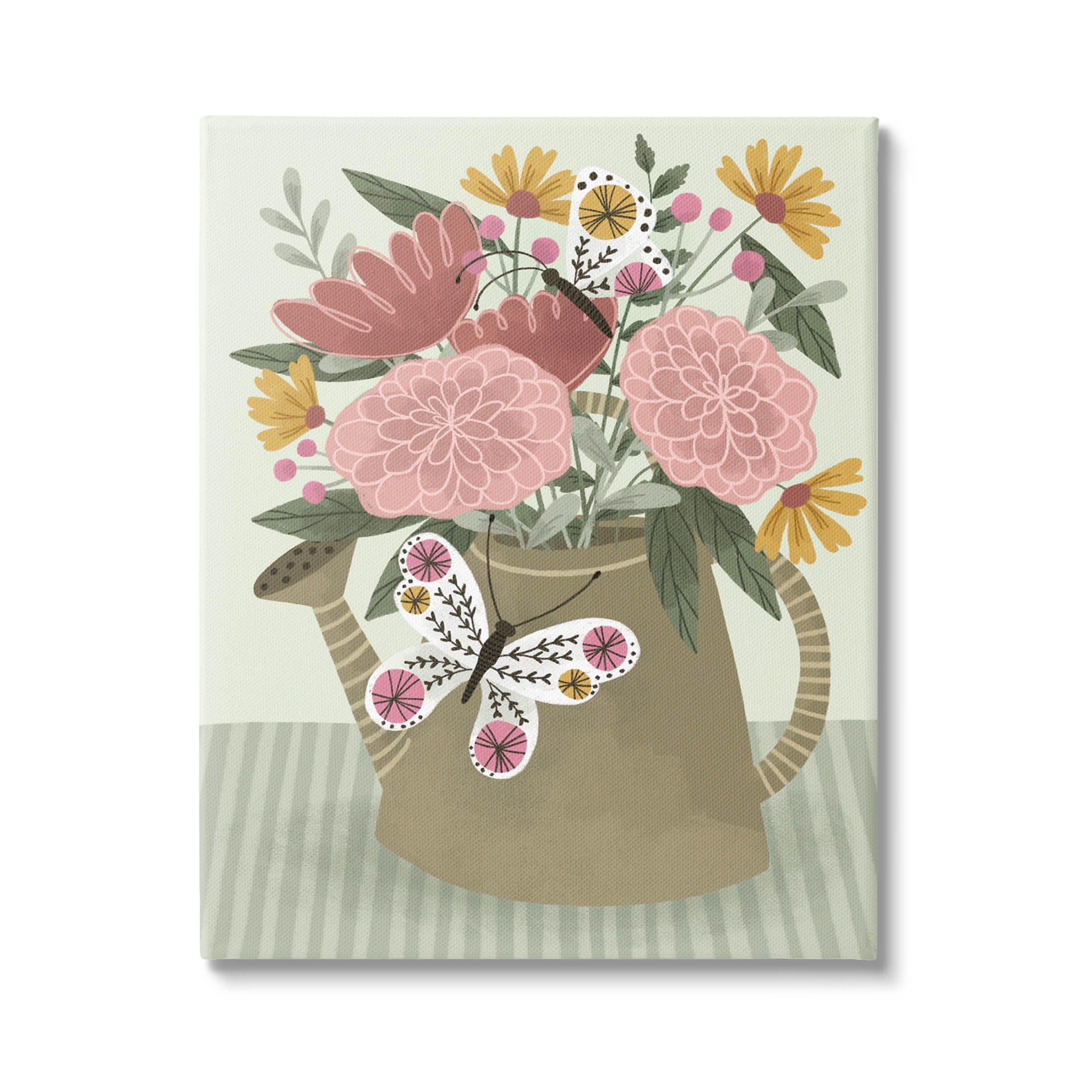 Mixed Dahlia Gardening Bouquet Botanical & Floral Graphic Art Gallery Wrapped Canvas Print Wall Art