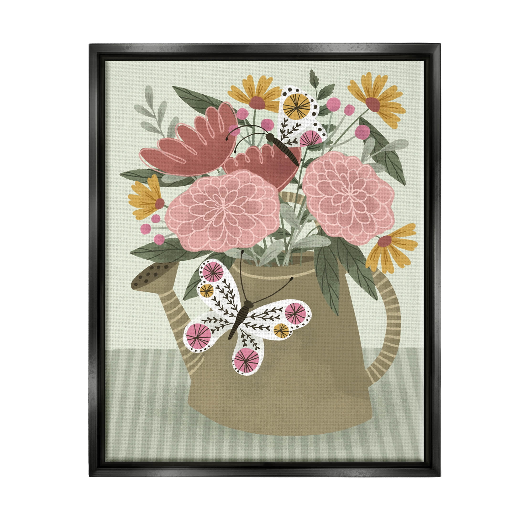 Mixed Dahlia Gardening Bouquet Botanical & Floral Graphic Art Jet Black Framed Art Print Wall Art