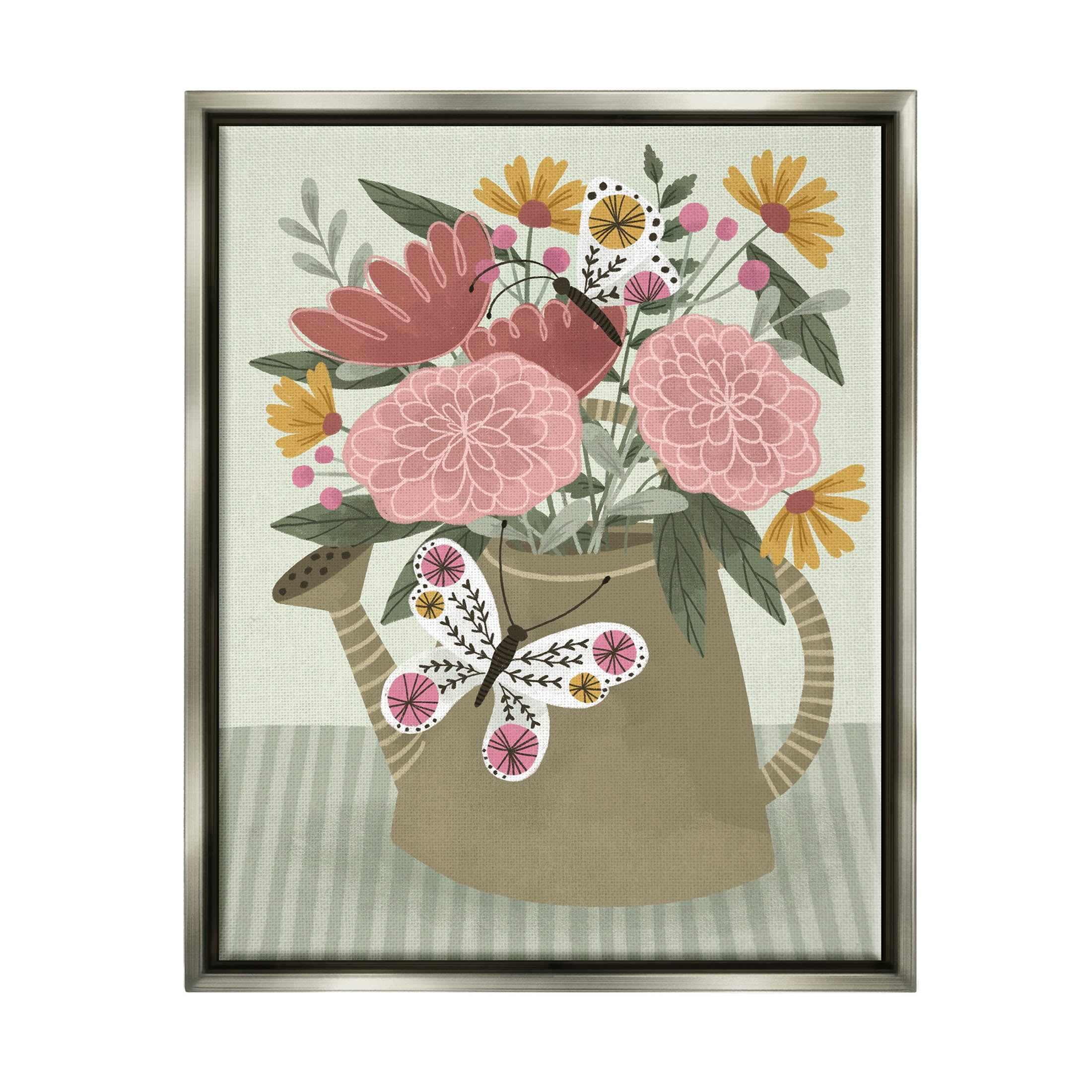 Mixed Dahlia Gardening Bouquet Botanical & Floral Graphic Art Luster Gray Framed Art Print Wall Art