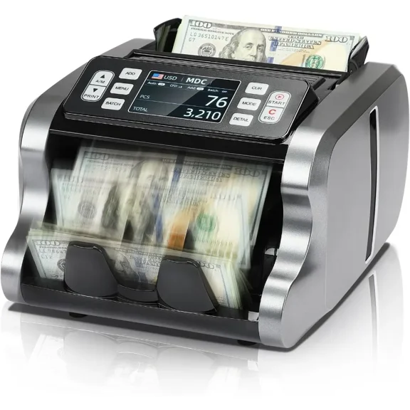 Mixed Denomination Money Counter for Business Use with Value Counting Features
