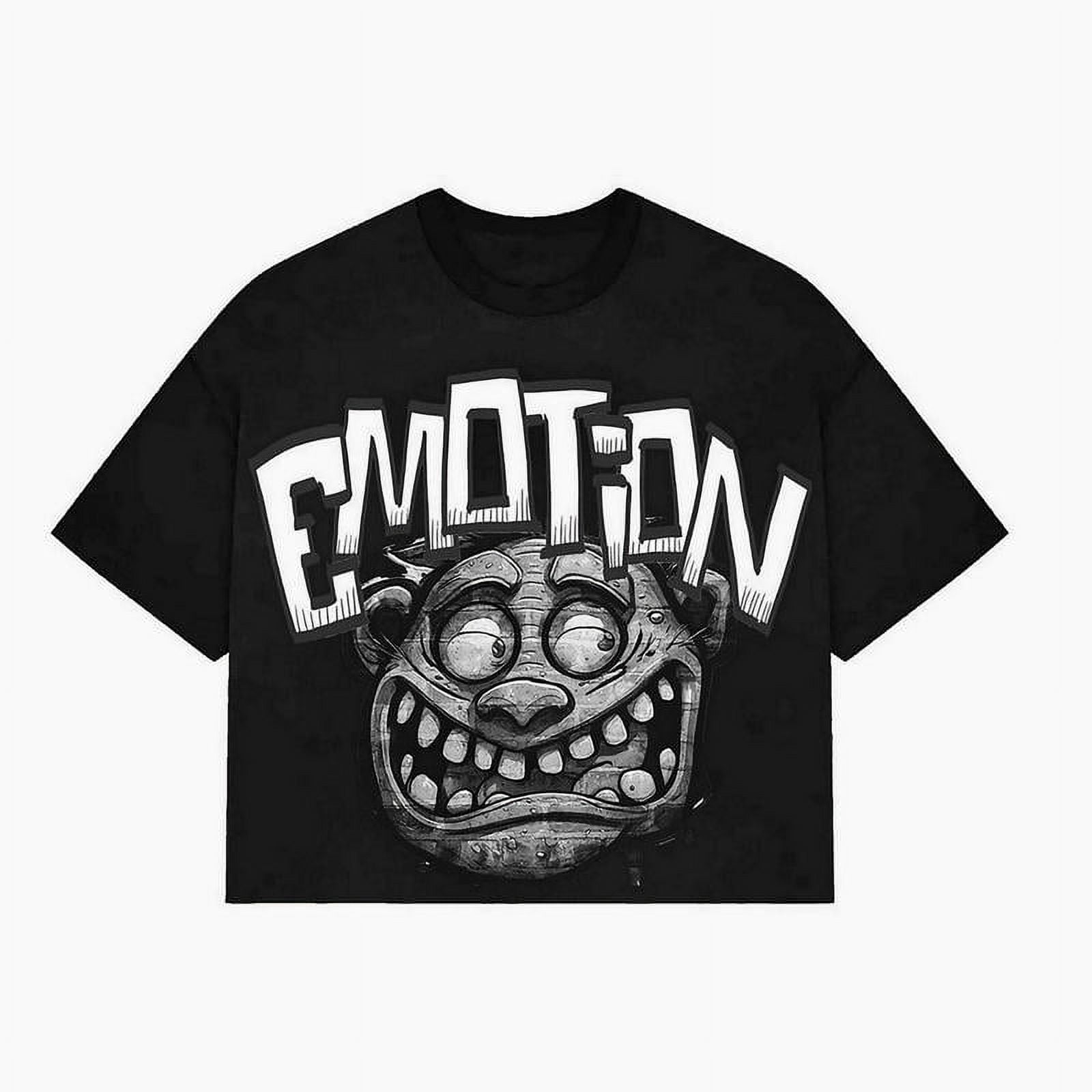 Mixed Emotion T Black Monster Cropped Cotton T . Cotton GraphicGroove