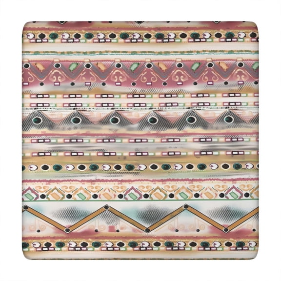 Mixed Ethnic Pattern Square Fitted Tablecloth with Elastic Edge,Square Table Cover,Washable Elastic Table Cover for Home Kitchen Party Decor 34"x34"