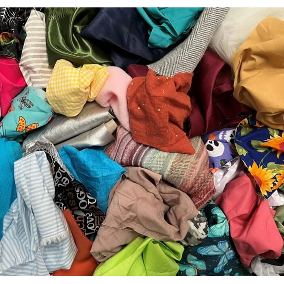 Mixed Fabric Scrap Bags Sewing Craft Remnant Material 1KG Different Sizes New