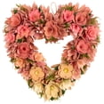 thumbnail image 1 of Northlight Mixed Floral Artificial Valentine's Day Heart Wreath - 15" - Pink and Yellow, 1 of 6