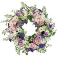 thumbnail image 1 of Northlight Mixed Floral and Fern Artificial Spring Wreath, 24-Inch, 1 of 5