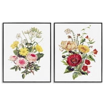 Mixed Flower Bushels 2 Piece Black Framed Giclee Art Set, design by Lettered and Lined