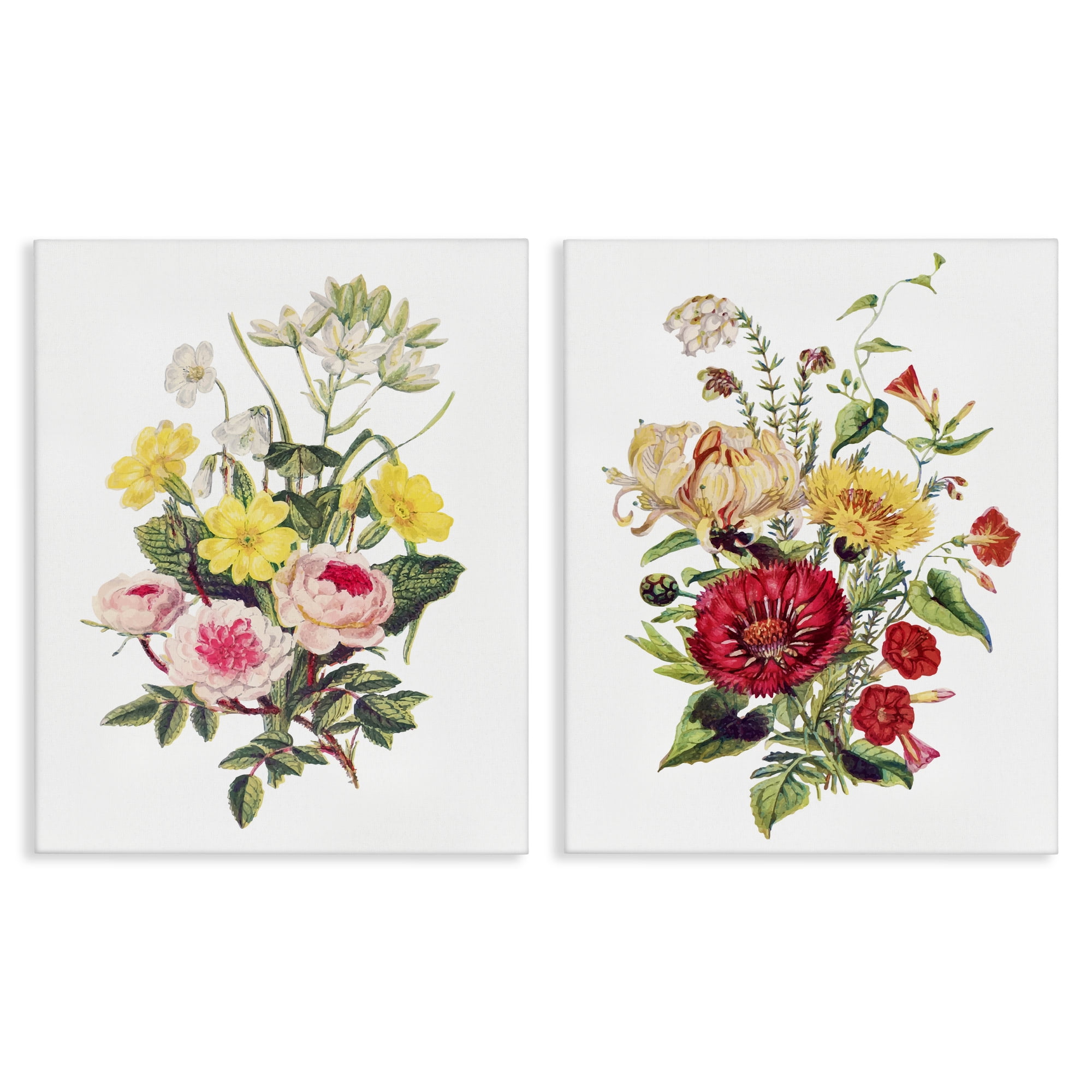 Mixed Flower Bushels 2 Piece Canvas Wall Art Set, design by Lettered and Lined